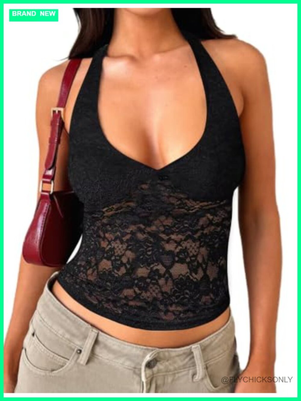 Womens Lace Halter Crop Top Sleeveless Backless Y2K Summer Tank